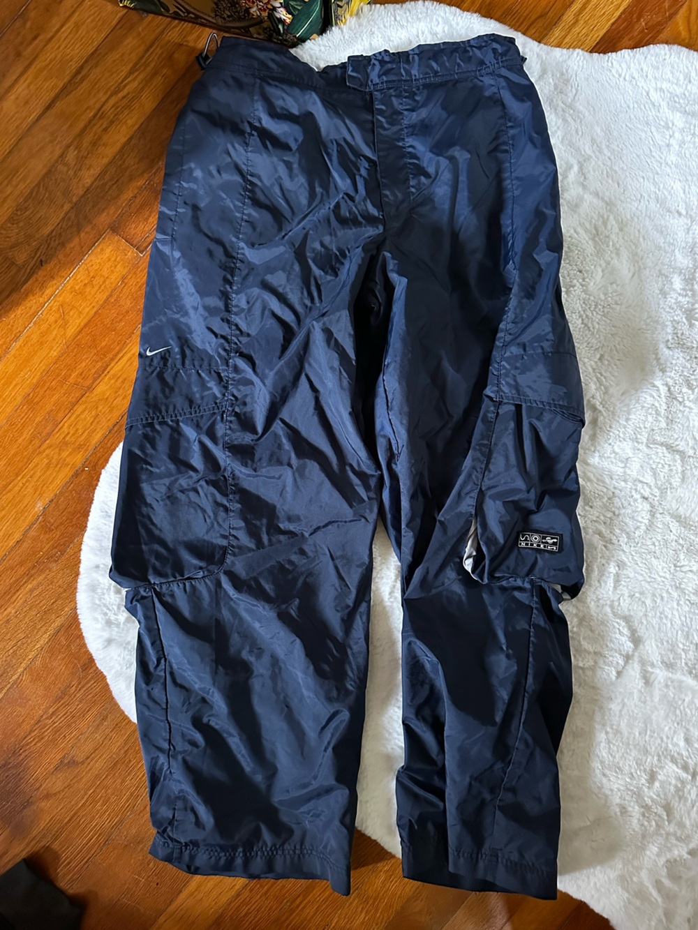 Nike Men’s Navy Windbreaker Nylon Cargo Pants Y2K 90s Streetwear Large L